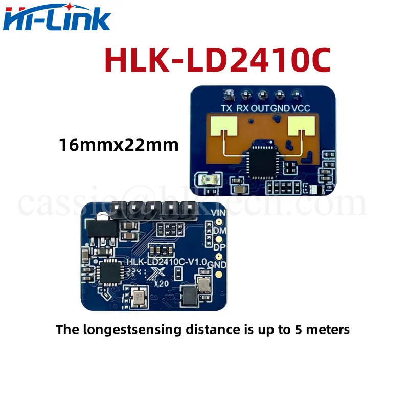 HLK-LD2410C 100 Stks/partij Hot Hi-Link Hoge Gevoeligheid 24Ghz Mmwave Menselijke Aanwezigheid Status Detectie Radarsensormodule HLK-LD2410C