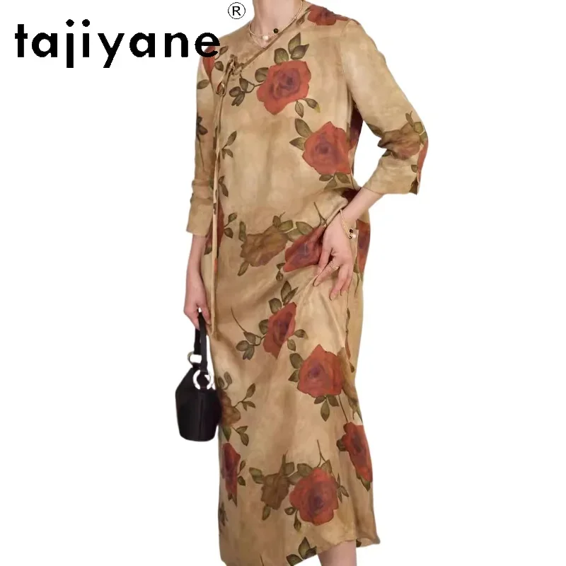 

TAJIYANE Dresses 2024 Women Elegant Luxury Long Dresses Chinese Style Cheongsam Summer Dress Womans Clothing Vestidos Largos