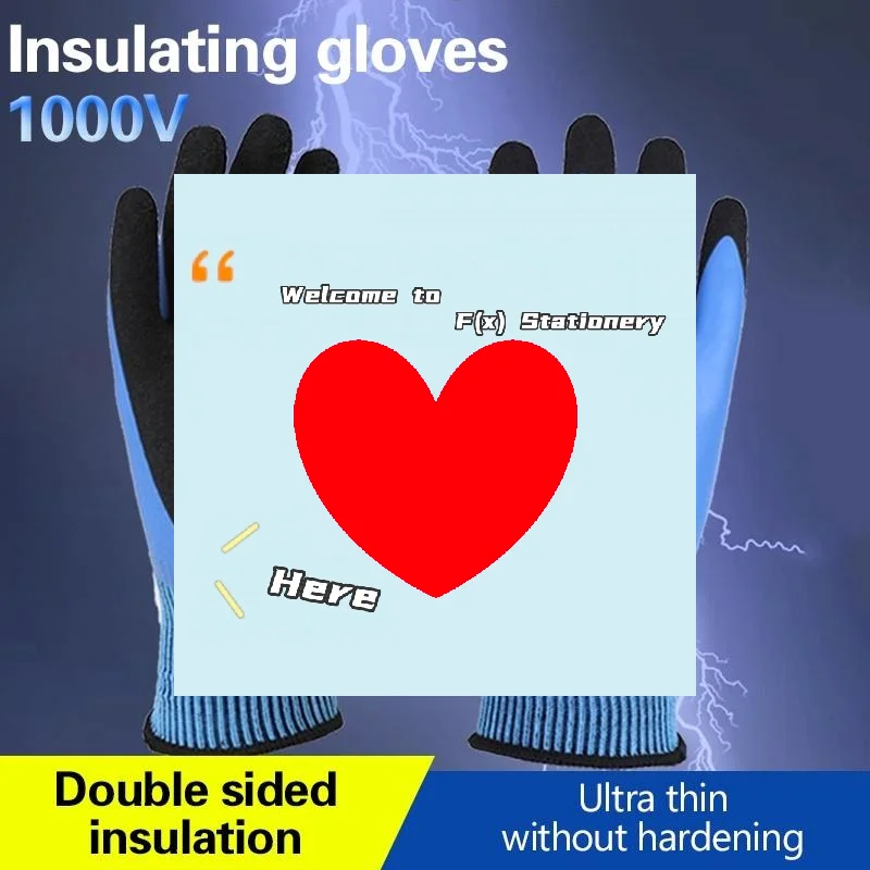 1Pair Withstanding Voltage 1000V High Elasticity Glove Safety Protective Blue Electrician Insulating Gloves-F(x)