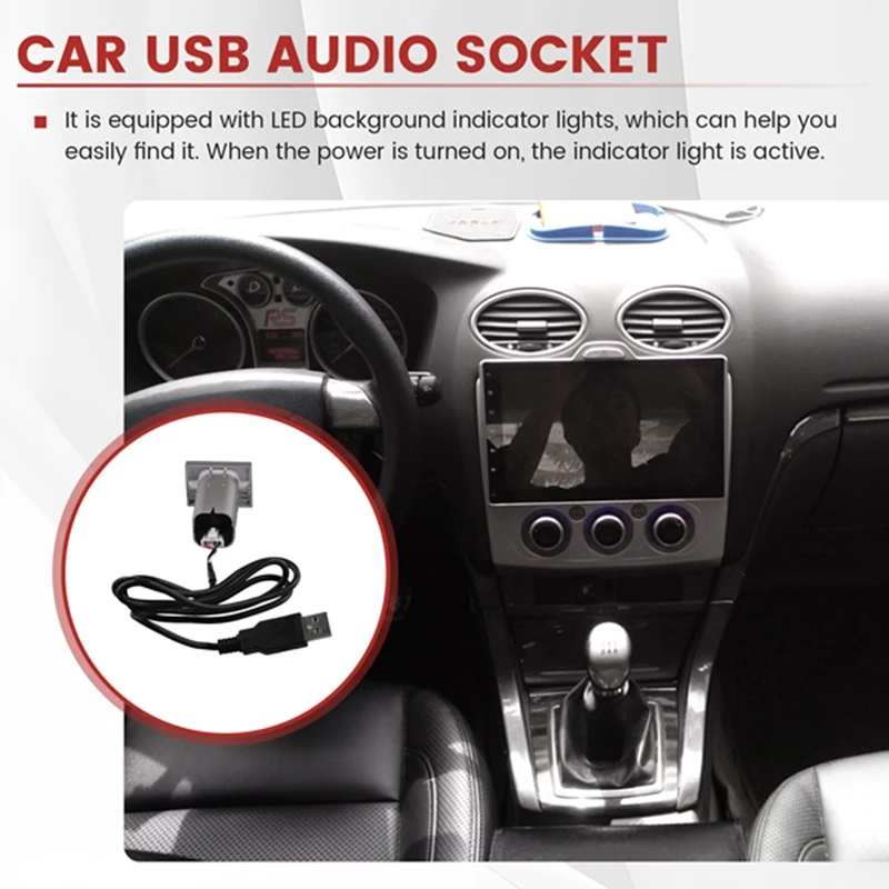 Carro USB Adaptador de Entrada para Ford Focus 2 Mk2 2009-2011, Audio Radio, U Disco, Tomada Flash, Cabo Interface, Acessórios de carro