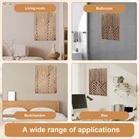 3Pcs Wood Wall Art Wall Sculpture Decor Openwork Wooden Wall Ornament Easy to Hang Timber Wall Artwork for Home Living Room 4