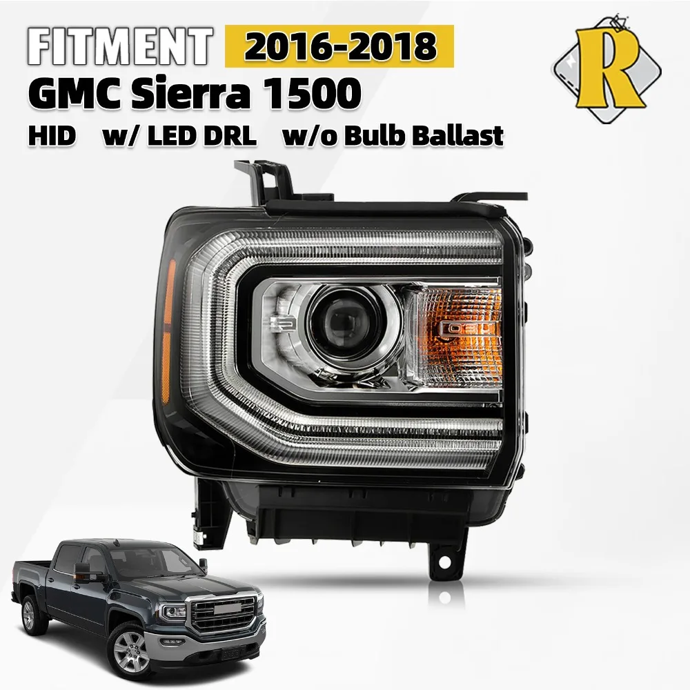 HID/Xenon Headlight w/ LED DRL For 2016-2018 GMC Sierra 1500 Right Passenger