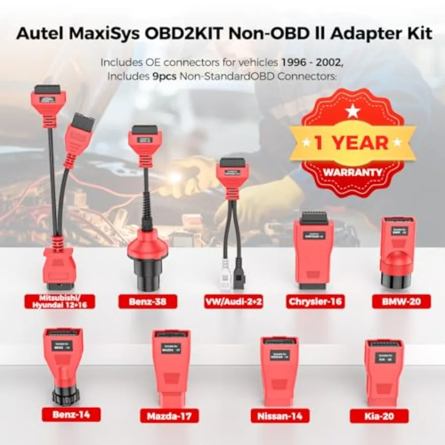 MaxiSys MSOBD2KIT Non-OBDII Adapter Kit 9PCS Connector for Diagnose OBD 1 Vehicle OE-Compliant Connectors Support Autel S