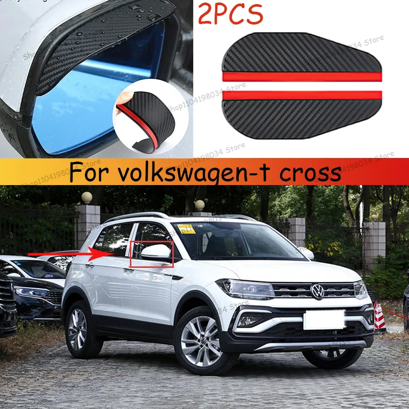 

For volkswagen-t cross Car 2PCS Carbon Fiber Sun Visor Shade Cover Car Rearview Mirror Rain Eyebrow Protector Clear Vision
