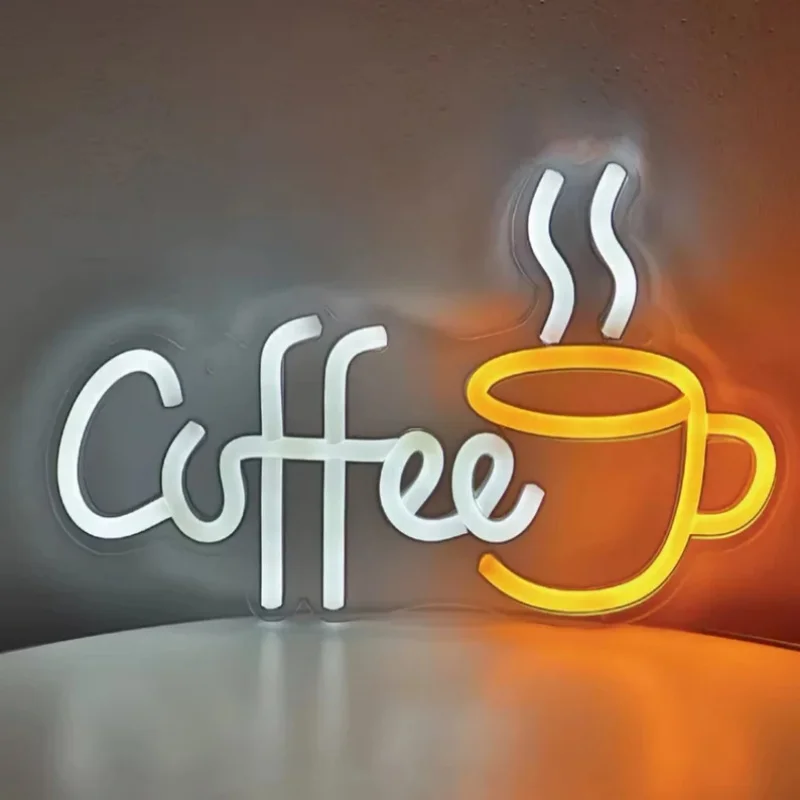 Coffee With Cup Neon Sign Custom LED Neon Light For Room Pub Club Milk Tea Coffee Shop Restaurant Wall Decoration USB Powered