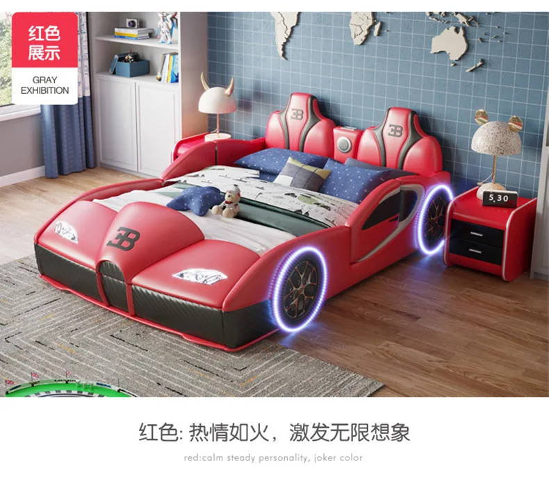 Children's bed boy car bed with guardrail 1.5 meters cartoon solid wood multi-functional double girl baby single bed