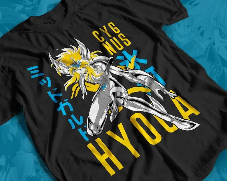 

Аниме футболка Hyoga унисекс, футболка с рисунком аниме Saint Seiya, футболка с рисунком манги