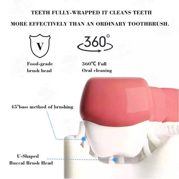 Spazzolino da denti e massaggiagengive portatile a forma di U di alta qualità 360 pennello in Silicone morbido per dentifricio