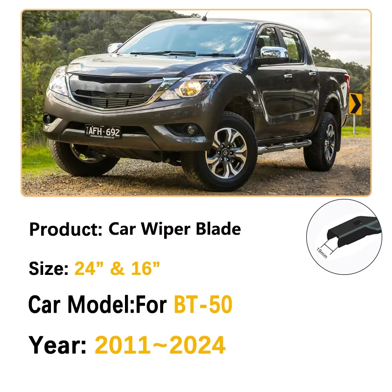 For Mazda BT-50 UP UR TF 2011~2023 2024 Front Wiper Blade Window Windshield Windscreen Cleaning Brushes Washer Car Accessories