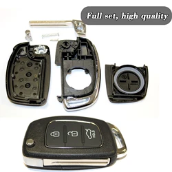 Siliconen Auto Flip Sleutel Case Voor Hyundai I10 I20 I40 Ix35 Santa Fe Remote Fob Cover Sleutelloze Afstandsbediening Shell 3 Knop