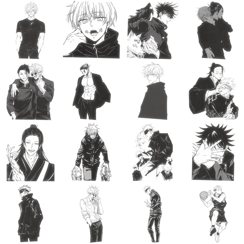 10/30/60pcs Jujutsu Kaisen Anime Stickers Waterproof DIY Skateboard Phone Notebook Cool Black and White Manga Decals Decoration