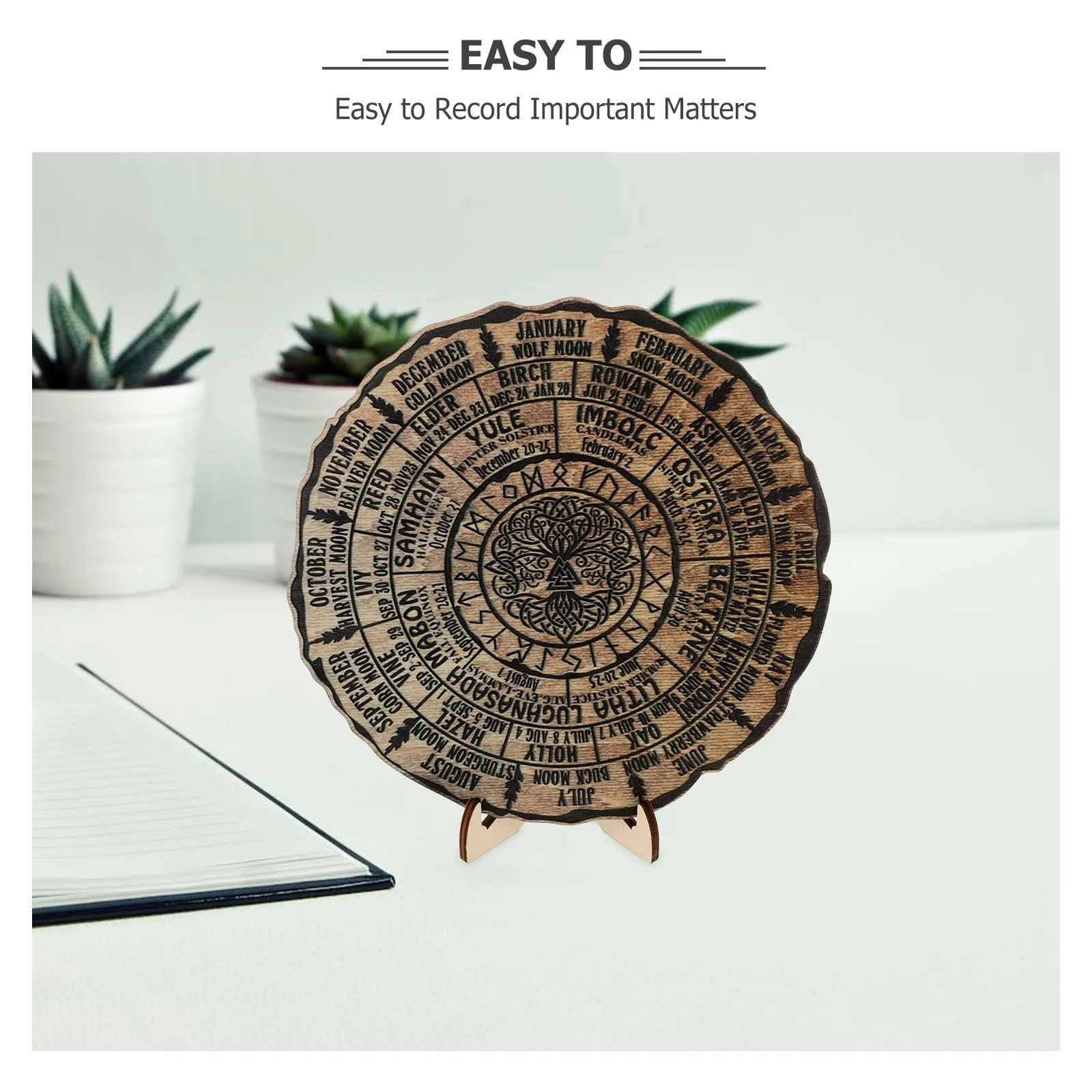 

Wooden Decorations Office Calendar Decorative Desk Number Natural Desktop Ornament Room Date Round Work