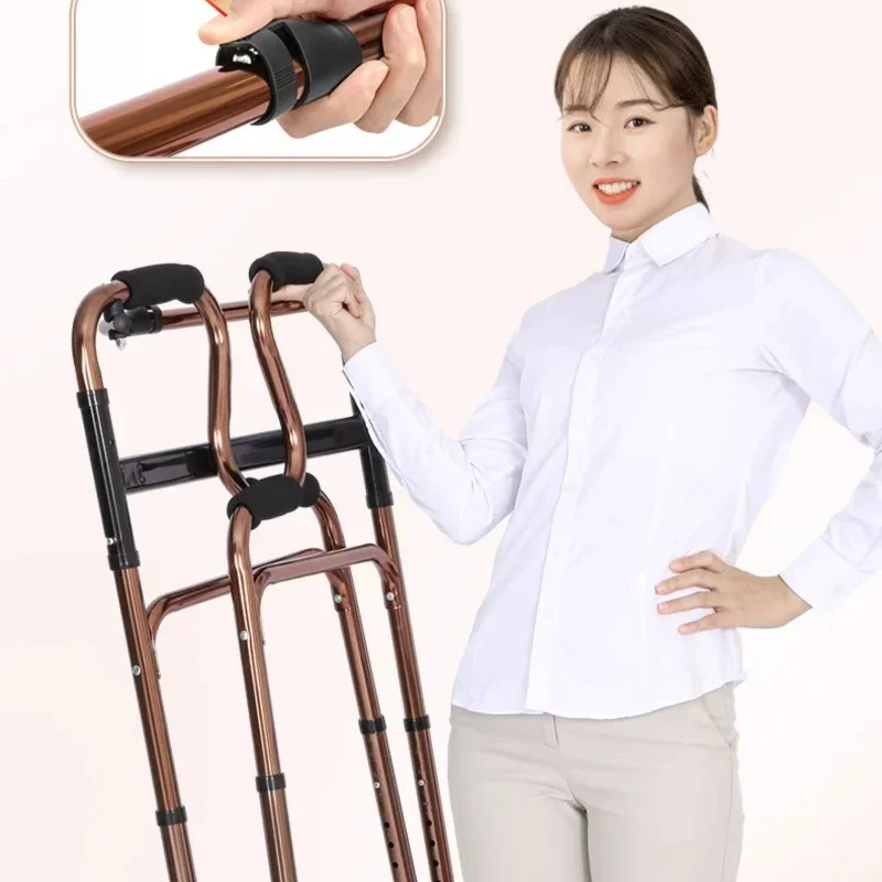 Compact Elderly Walker - Foldable Four-Legged Cane, Portable Rehabilitation Aid, Easy-to-Use Mobility Support for Seniors