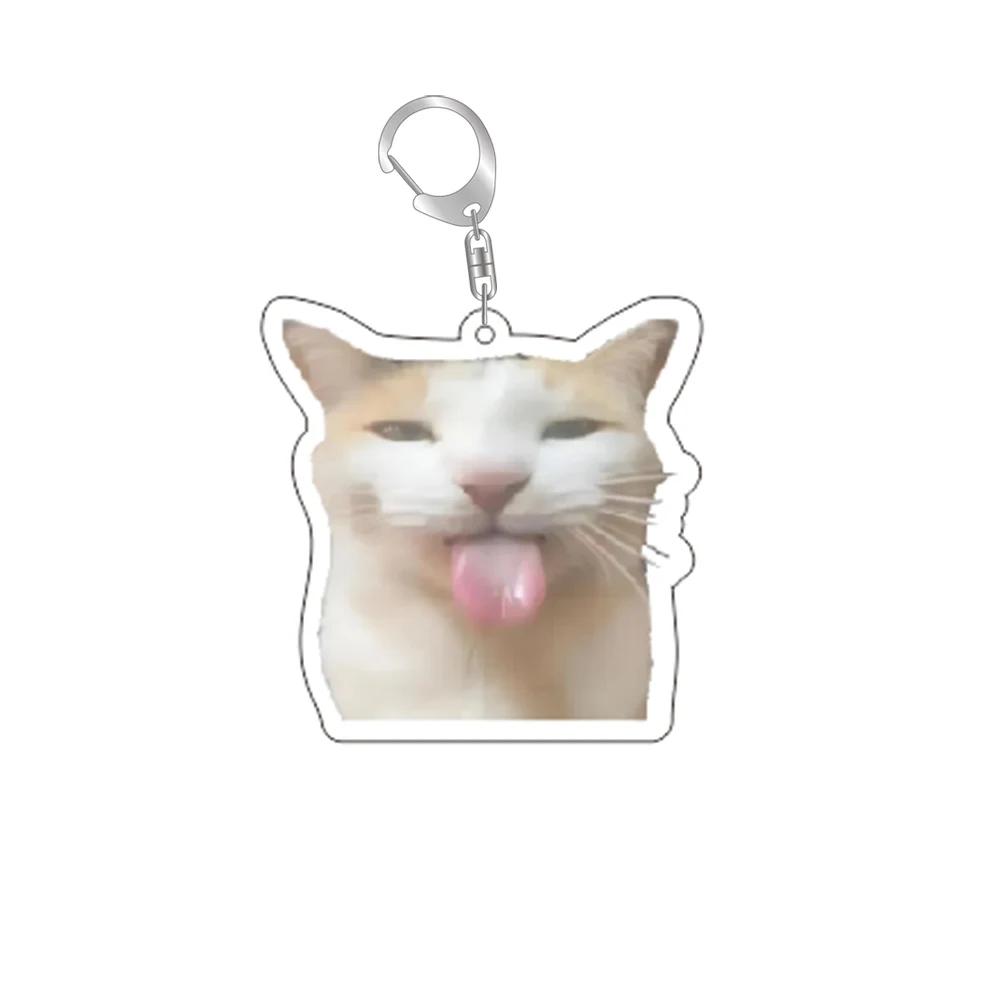 Rambling Goat Huh Cat Meme Keychain Confused Cat Memes Cat Screaming With Paws On Its Head Cute Gift For Friend Woman\'s Keychain