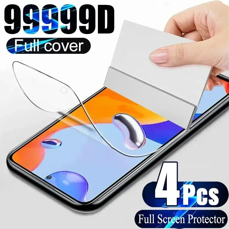 4PCS Full Cover Hydrogel Film For Redmi Note 13 12 11 10 9 Pro Film For Redmi Note 9S 10S 11S POCO X3 X4 X5 X6 Screen Protector