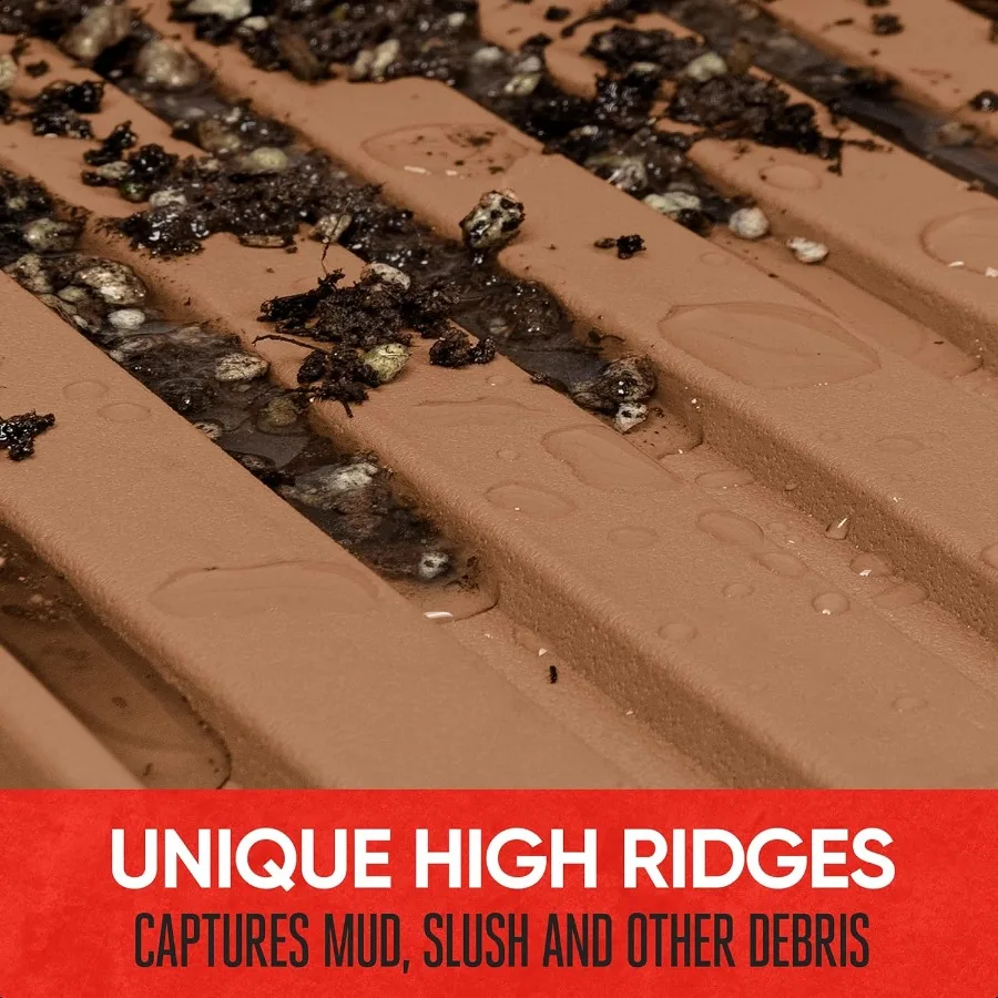 FlexTough™ Heavy Duty Rubber Beige Car Floor Mats All Weather and Jumbo SUV Cargo Liner Full Set Universal Trim to Fit Automoti