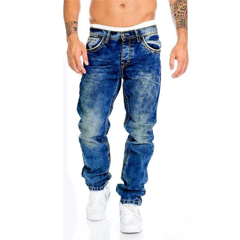 2023 New Mens Jeans Spring Autumn  Man Classic Pants Business Fashion Straight Regular Blue Streetwear Vintage Denim Trousers