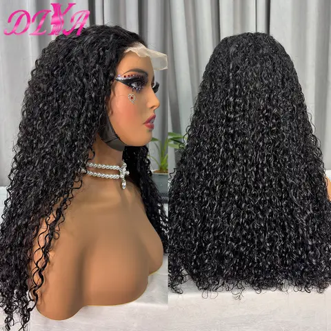 흑인 여성용 버마식 곱슬 인모 가발, 밀도 250% 천연 색상, 5x5 투명 레이스 클로저 곱슬 레미 헤어 가발