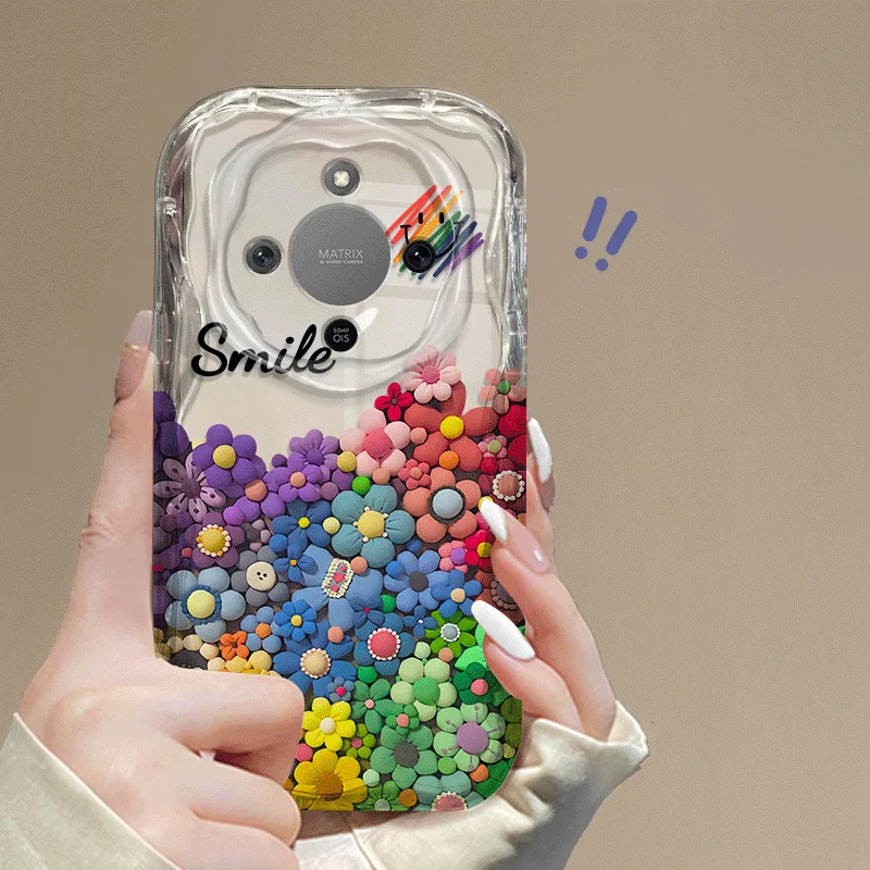 Flexible TPU Case For Honor Magic8 Lite Shockproof Pretty Flower Pattern Protective Back Cover Fundas