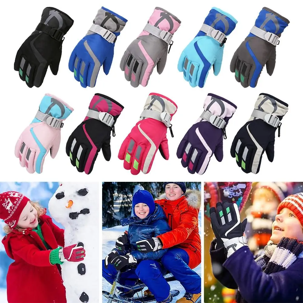 New Fashion Windproof Children Ski Gloves Non-slip Waterproof Kid Gloves Thicken Warm Mitten Winter Must