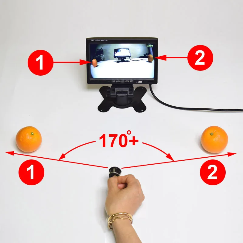 XCGaoon 180 Grad CCD Fisheye Objektiv Auto Hinten Vorne Seite Ansicht Backup Kamera Weitwinkel Nachtsicht Wasserdicht & Control draht