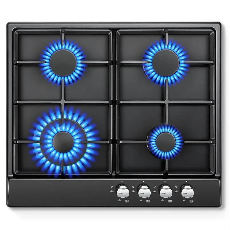 24 Inch Gas Cooktop Built In 4 Burner Gas Stove Top NG LPG Convertible Black Enamel Propane Cooktop with Thermocouple