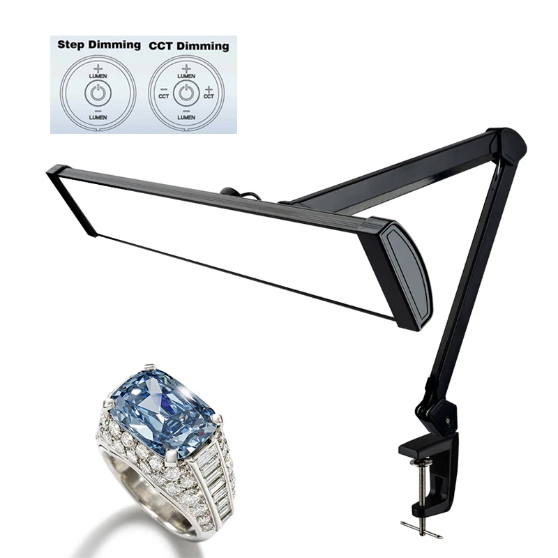 

Superior 3000~6500k Jewelry LED Working Clamp Light 30W Flexible Arm Jeweller's Lamps Desk Mount Bench Lamp with Dimming & CCT