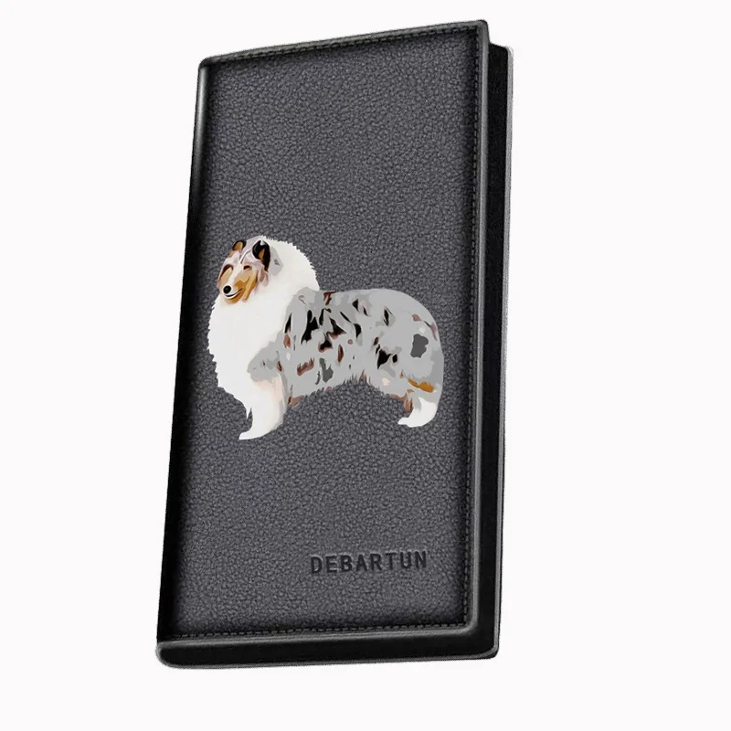 Blue merle dog markings,fluffy,beautiful Men's Long Wallets Business Stylish Printing Design Casual Use Christmas Valentine's Fa