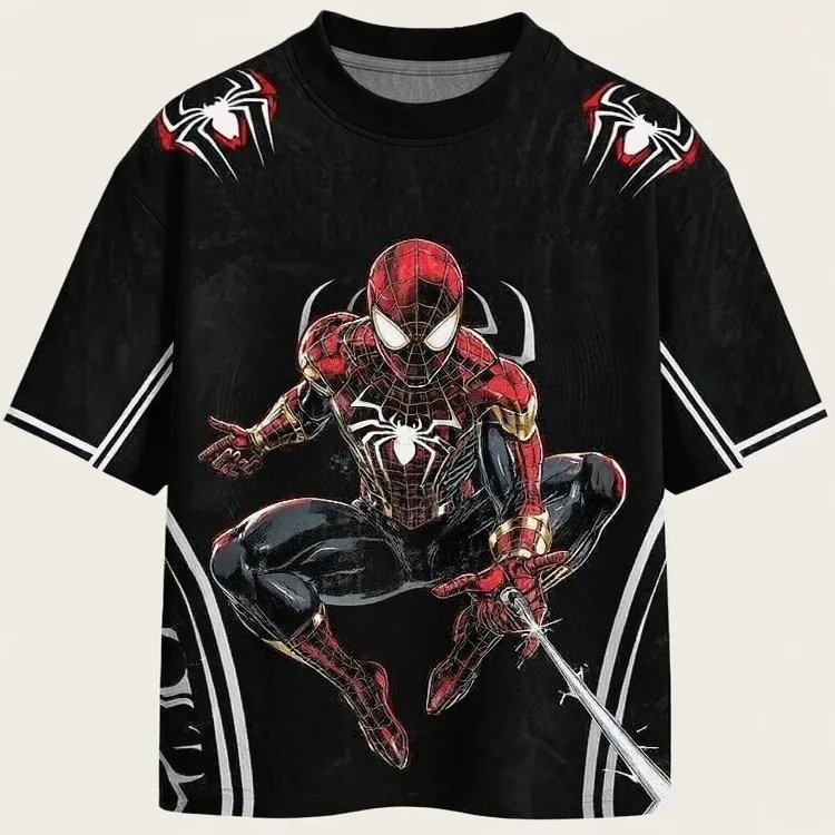 Eltern-Kind Spider Hero 3D-Druck Jersey, Rot-Blaues Kurzarm-T-Shirt mit Nummern, 100% Polyester Oberteile für Familien-Outfits – Detail 6