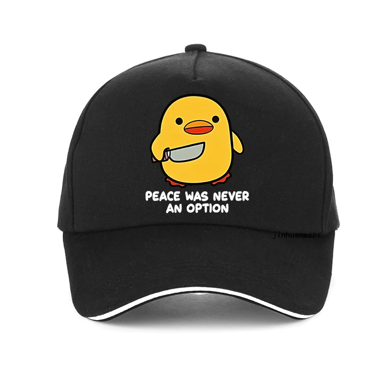 

Peace Was Never An Option Cute Animal Goose Graphic baseball cap Men Women Humor Creativity hat Casual adjustable Outdoor hats