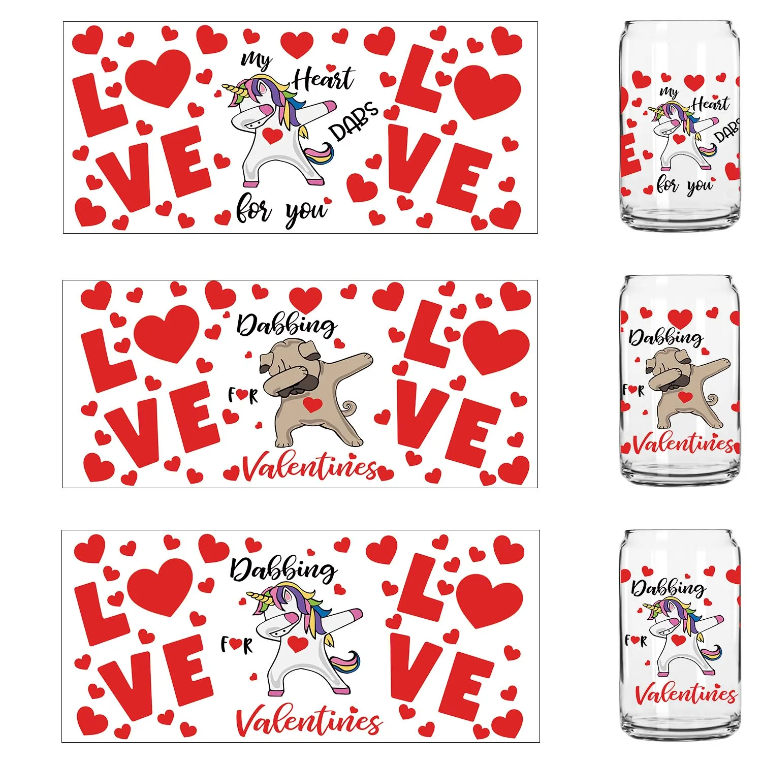 XOXO عيد الحب السعيد سهل التقشير مقاوم للماء حفلة لتقوم بها بنفسك الشارات ثلاثية الأبعاد نقل uvdtf بهلوان ملصقات الختم 16oz uv dtf كوب يلتف