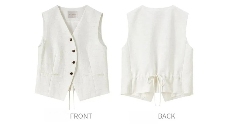 SENTUBILA Damen Weste mit V-Ausschnitt, Sommer 2026, Neues Minimalistisches Pendler-Design, Einfache Ärmellose Oberbekleidung mit Kordelzug, 162JA4957 – Detail 31