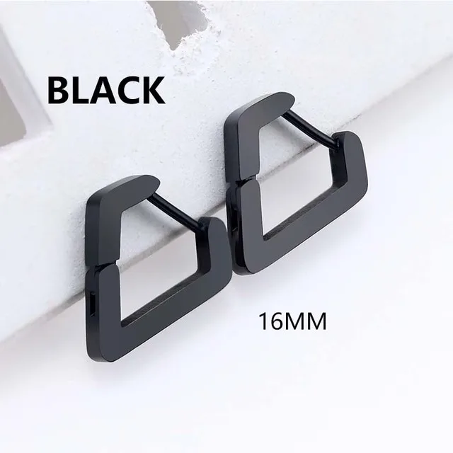 Fashion Black Hoops Earring for Men Minimalist Geometric Rectangular Hexagon Triangle Pentagram Square Hoop Earring Men Jewelry