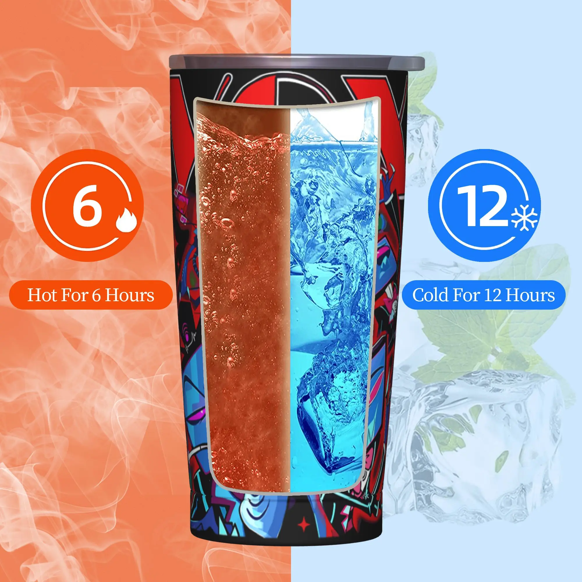 Hazbins Anime Hotel Vox Insulated Tumbler Vacuum with Lid Straw 20oz Double Wall Stainless Steel Coffee Mug Tags Car Bottle Cups - view 6