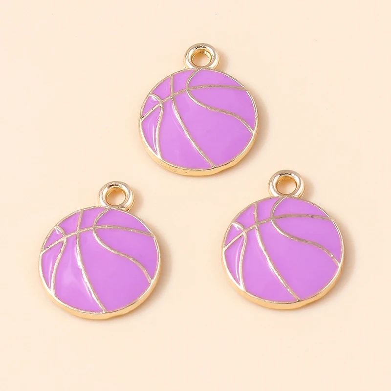 Leslie 10 Stück schöne Emaille-Mini-Ball-Sport-Fußball-Charms für Schmuckherstellung, DIY-Basketball-Fußball-Anhänger für baumelnde Ohrringe – Detail 12