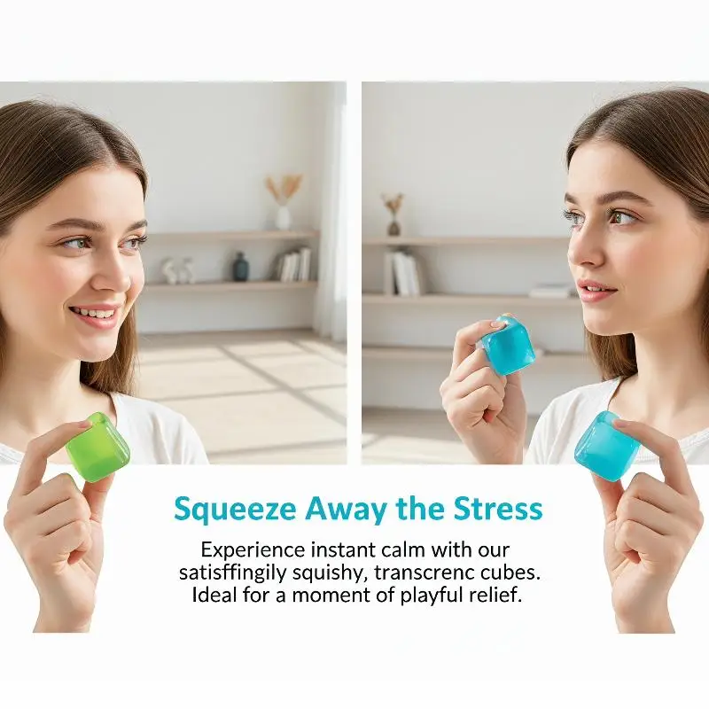 Shapeable Stress Relief Ice Cube Squishy Sensory Toy for Soothing Play