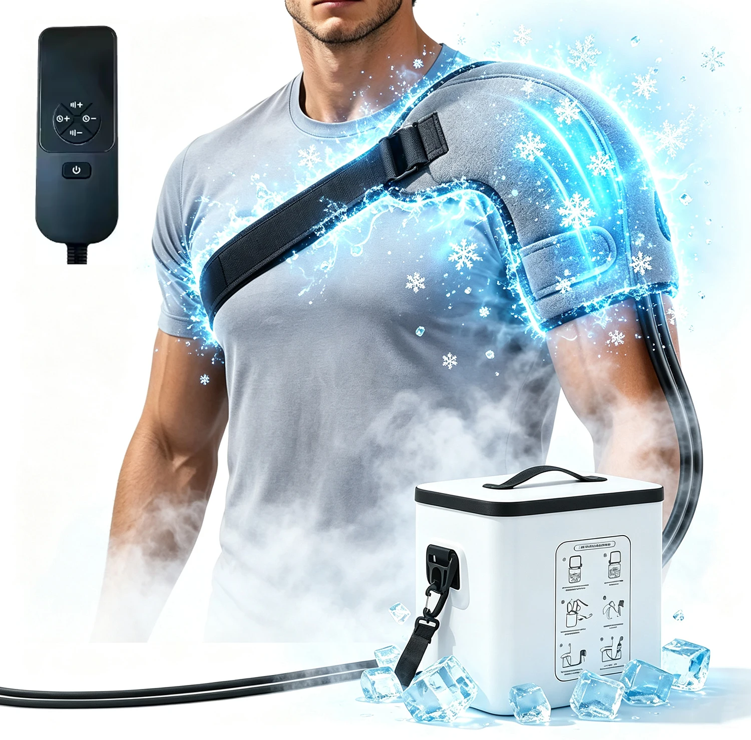Portable Ice Water Circulation Cooling Compression System Cold Wrap Machine for Knee and Shoulder Post Workout Muscle Soothing