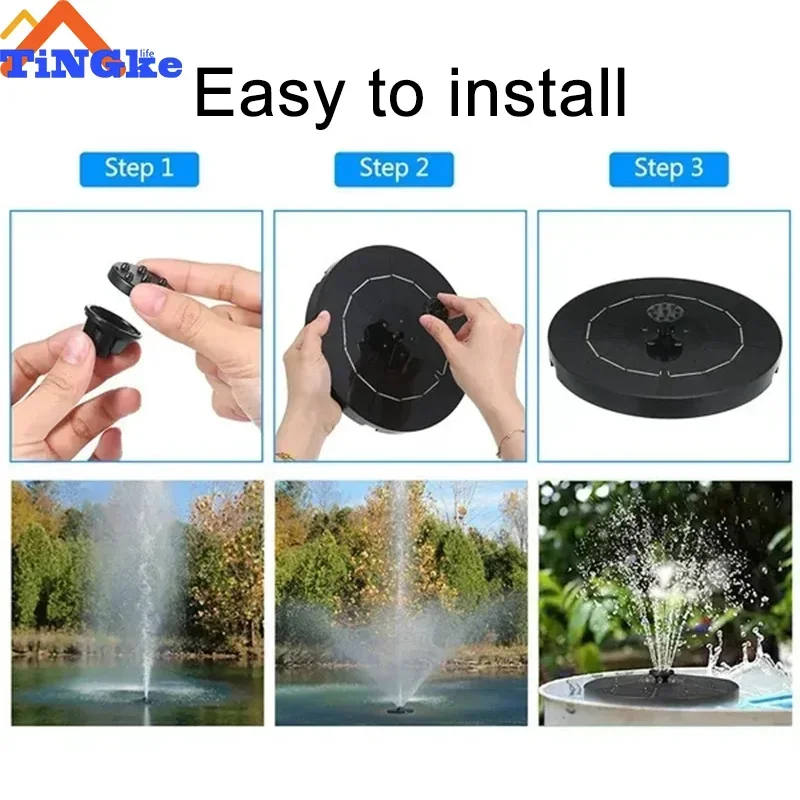 Solar Fountain Pump Energy-saving Plants Watering Kit Colorful Solar Fountain Solar Panel Bird Bath Fountain Outdoor Garden Pool