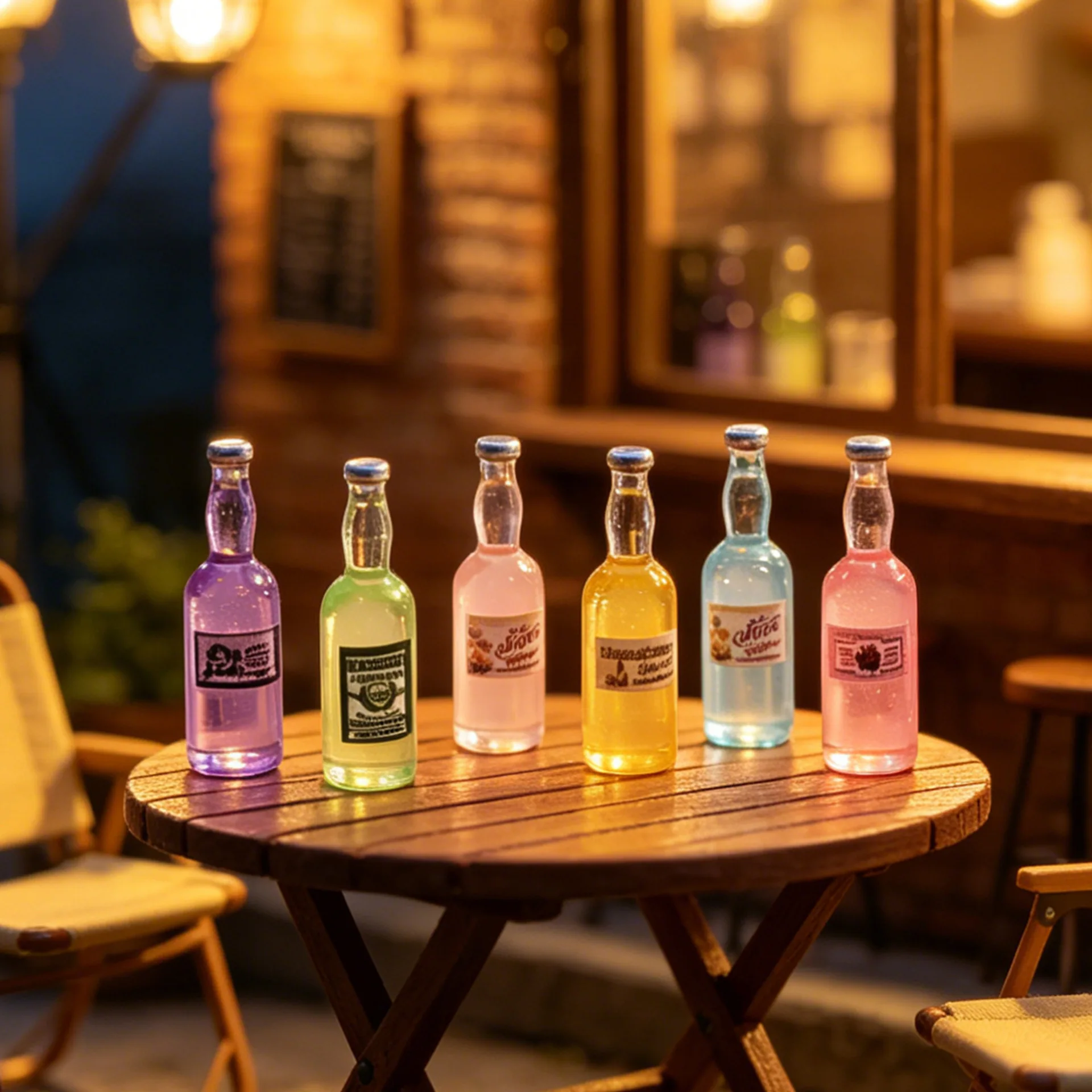 10pcs Mini Japanese Fruit Wine Bottle Resin Dollhouse Drink Fake Beverage DIY Food Play Prop Miniature Micro Landscape Accessory