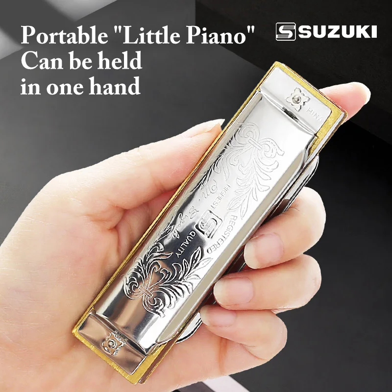 SUZUKI FOLK MASTER Harmonica, Diatonic Blues Harmonica Key of C, Blues Harp Mouth Organ Harmonica 10 Holes for Begginer KIDS