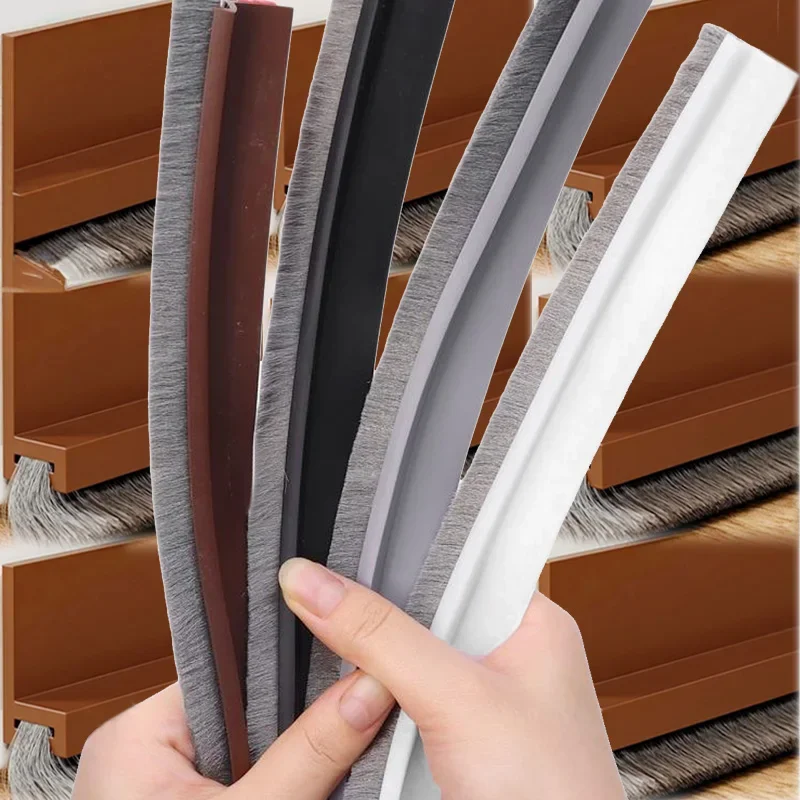 

Door Seal Draft Stops With Brush Reduce Noise Rubber Door Sweep Breeze Blocker Insect Proof Dust Proof Sound Proof Seal Strips