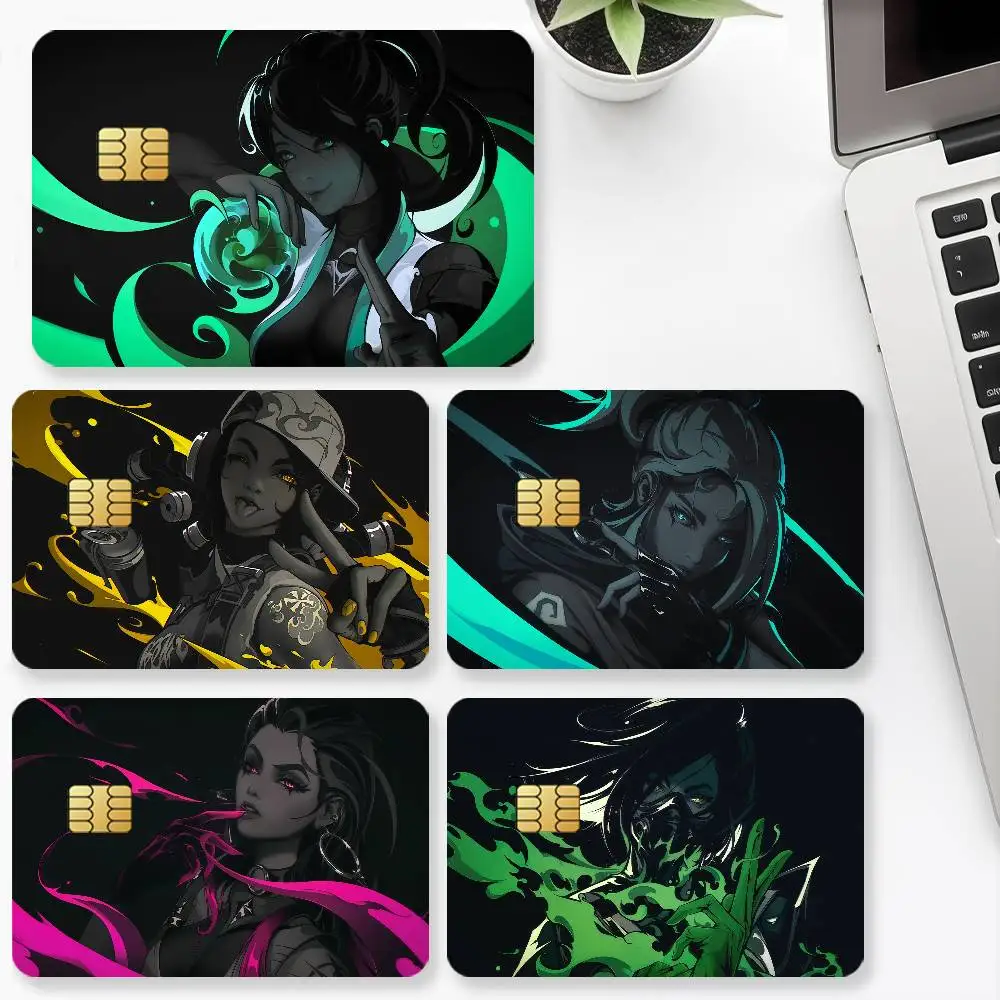 Game V-VALORANT Credit Card 4PCS Anti-scratch Waterproof Stickers for Bank Debit Decorative Protection Bus Subway