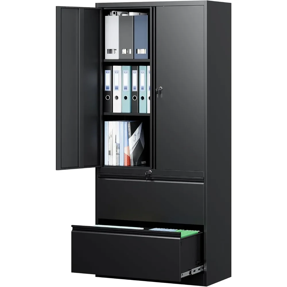 File Cabinet for Home Office, Metal Storage Cabinets with Adjust Shelves and Lock,2 Drawers Filing Cabinets-Hang Legal