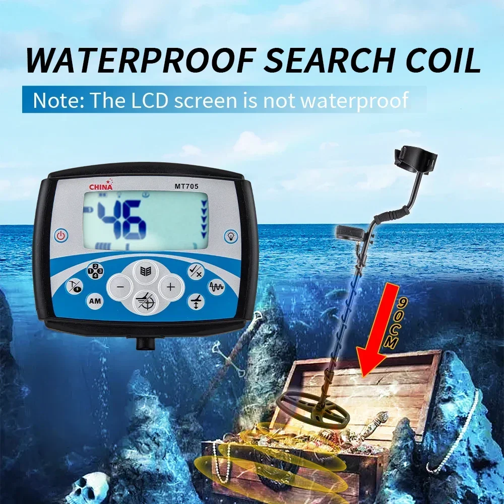 Treasure Hunter MT705 Professional Underground Metal Detector Waterproof Search Coil High Sensitivity Metal Detecting Tool