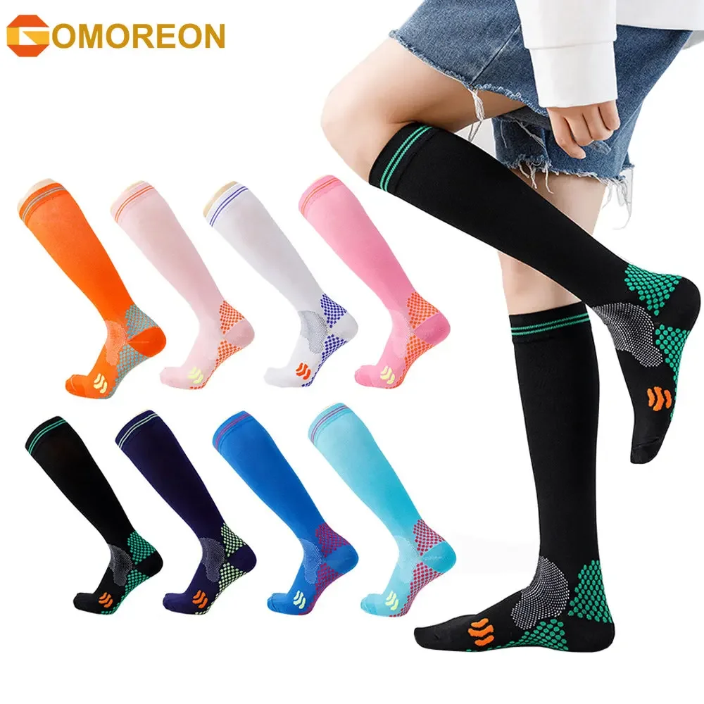 1Pair Compression Socks for Men Women 20-30mmhg Knee High Medical Support for Sports Nurses Circulation Flight Athletic