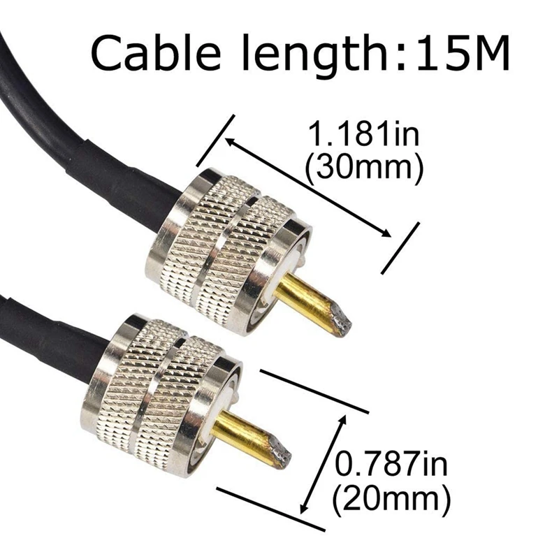 Promotion! 15M UHF Coaxial Cable RG58 Coax Cable PL259 Cable 50 Ohms CB Radio Antenna Cable UHF Male To UHF Male Low Loss UHF