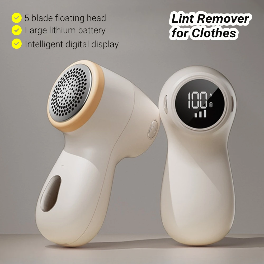 New Rechargeable Lint Remover for Clothes Electric Fabric Shaver with Digital Display 3-Speeds Hair Ball Trimmer Sweater Shaver