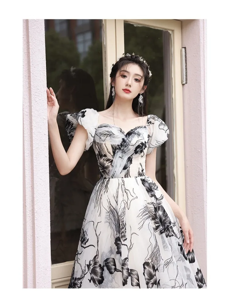 긴 이브닝 드레스 Strapless 우아한 바닥 길이 민소매 a 라인 플리츠 아플리케 Tulle Black New Party Formal Dresses Women