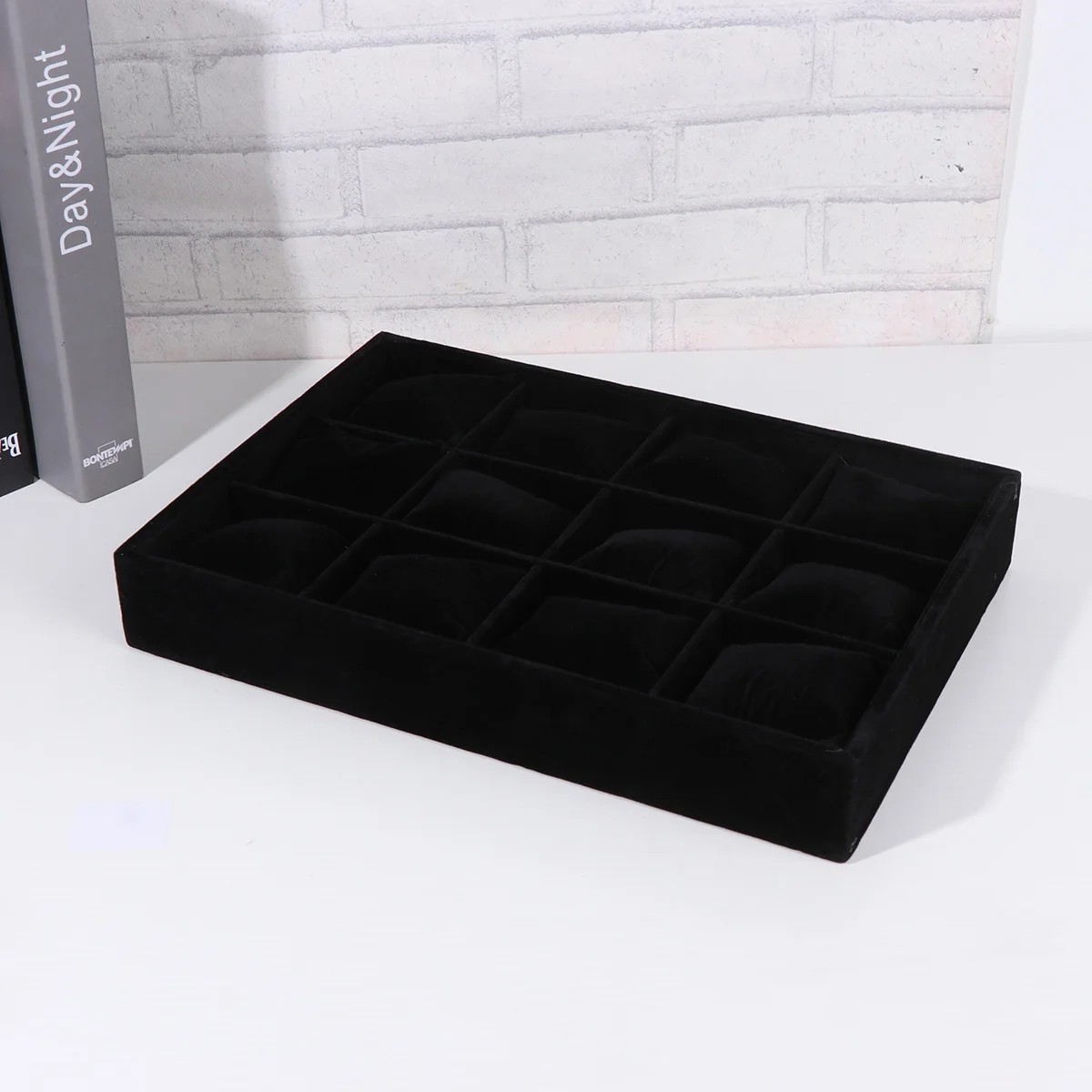 

Jewelry Display Storage Box Dense Board Cloth Watch Ring Holder Earring Tray ganizer Necklace Decor