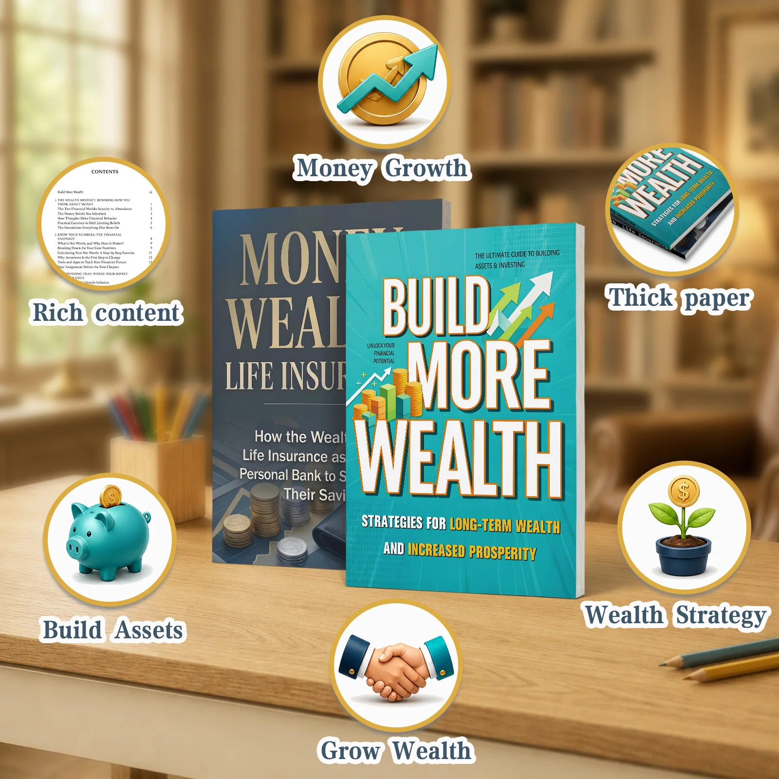 2-Book Wealth Management & Long-Term Financial Planning Book Set, Includes Build More Wealth and Money Wealth Life Insurance
